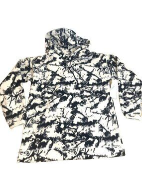 Zelle All Day Hoodie Black White Abstract Plush Fleece Hoodie Womens Size XS